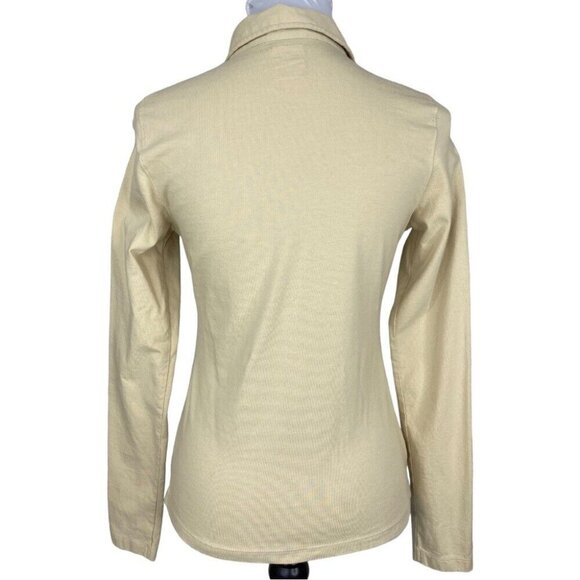 C Organics Women's Tan 1/4 Button Up Long Sleeve Organic Cotton Polo Shirt M/C33 - Picture 4 of 12